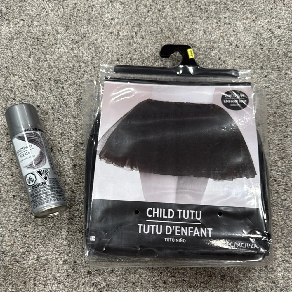 Black Child Tutu and gray hair spray